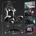 thumbnail image 3 of Bigzzia Gaming Chair Office Chair, Ergonomic Game Chair with Height Adjustable Headrest and Lumbar Support for Adults Teens, Black & White, 3 of 7