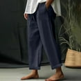 thumbnail image 2 of Yubnlvae 2025 Japanese Drape Pants - Wide Leg Cotton-Linen Trousers (Spring/Autumn Elastic Waist, Lazy Chic) Navy XXL, 2 of 8