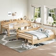 thumbnail image 3 of Leumius Twin over Full Bunk Bed with Storage Drawers, Chic Curved Guardrail & Side Storage Shelves, Bunk Bed Frame with Ladder Natural, 3 of 9