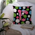 thumbnail image 3 of Letter E Initial Monogram - Polkadots and Pink Fabric Decorative Pillow, 3 of 4
