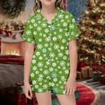 thumbnail image 2 of CAIVO Girls Polka Dots Printed 2 Piece Pajama Sets Lapel Short Sleeve Button Down Shirt With Shorts Children Kids Homewear Sleepwear, 2 of 4