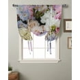 thumbnail image 2 of White Pink Flower Cluster Window Curtain for Living Room Bedroom Balcony Cafe Kitchen Tie-up Roman Curtain, 2 of 6