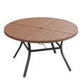 thumbnail image 6 of Vicllax Outdoor Patio Dining Table Dia.50" Slatted Tabletop Metal Frame with Umbrella Hole, Walnut, 6 of 7