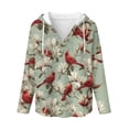 thumbnail image 5 of DISNIMO Northern Cardinal Printed Sweatshirts for Women Flower Printed Waffle Hoodies Long Sleeve Pullover Tops for Fall Winter, S, 5 of 7