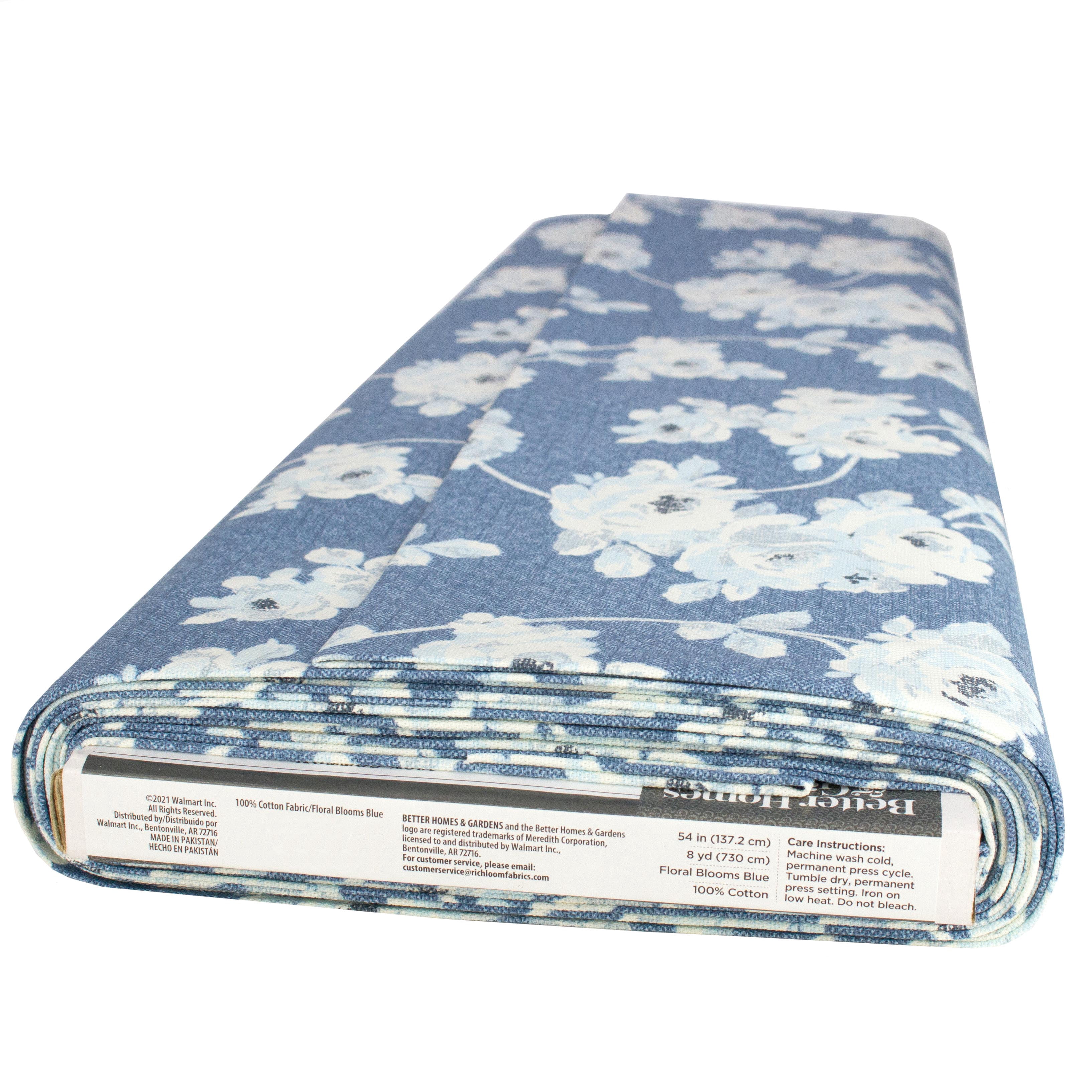 Better Homes & Gardens 54” 100% Cotton Fabric, 8 Yard by the Bolt, Floral Blooms, Blue