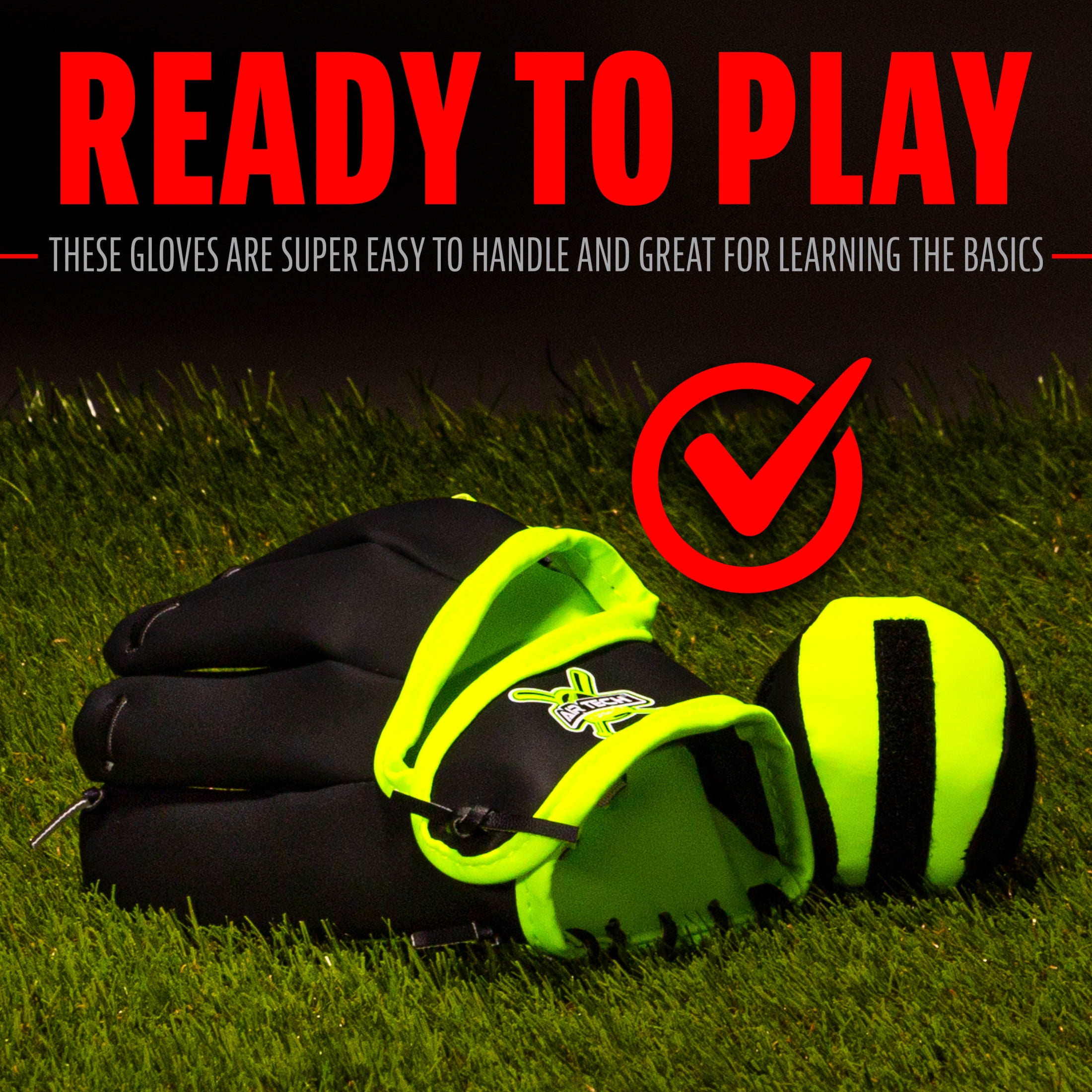 Franklin Sports Kids Toy Baseball Glove + Ball Set - Stiktek Baseball + Teeball Glove for Boys + Girls - Self-Stick Mitt + Ball Included - Youth Toy for Ages 3+ - 8" Inch - Black + Yellow