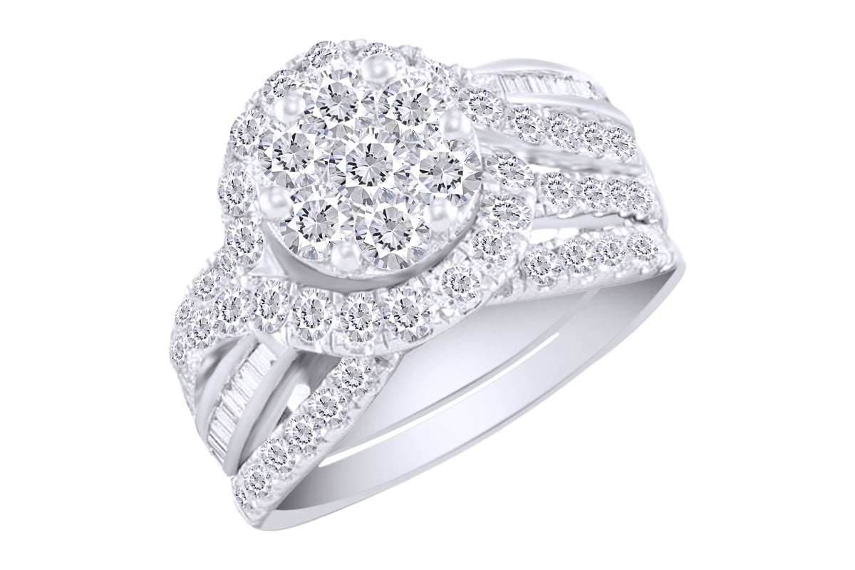 Wishrocks Round Cut Brown Cubic Zirconia Cluster Ring in 14K Rose Gold Over Sterling Silver