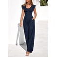 thumbnail image 4 of PRETTYGARDEN One Piece Jumpsuits For Women Dressy Ruffle Cap Sleeve V Neck Ribbed Knit Wide Leg Romper Spring Outfits, 4 of 8