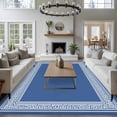 thumbnail image 4 of Dark Blue Greek Key Large Area Rugs for Bedroom Living Room, Soft Non Slip Carpet Bedside Rug, Geometric Greece Ancient Farmhouse Geo Rectangular Floor Cover Kitchen Accent Rug 8'x10' for Office, 4 of 9