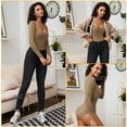 thumbnail image 5 of LELINTA Women's Sexy Square Neck Bodysuit Long Sleeve Shirt Tops Leotard Shapewear Bodysuit Tummy Control, 5 of 8