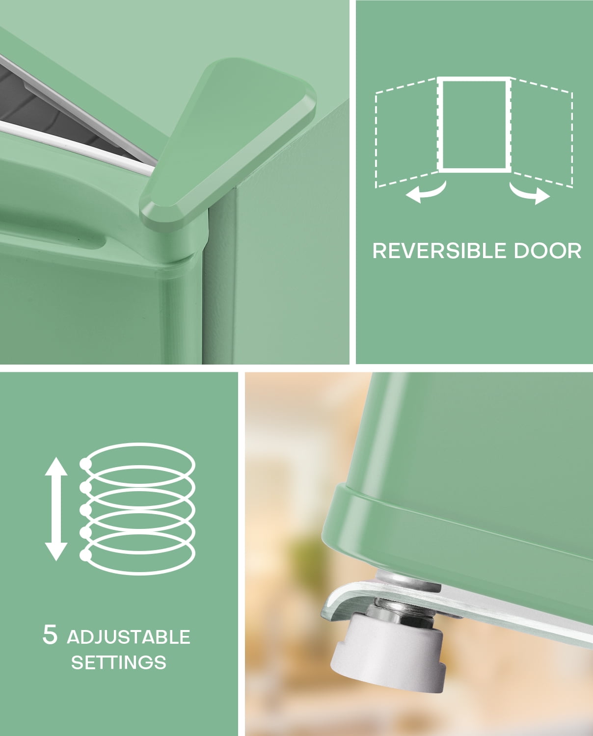 Upstreman 1.7 Cu ft Mini Fridge with Freezer Single Door Compact Refrigerator, Low Noise, Energy Saving, Adjustable Temperature, Reversible Door, for Home Office Dorm, Green FR17