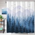 thumbnail image 3 of Blue Misty Forest Shower Curtain Ombre Nature Tree Plants Shower Curtains Fabric Waterproof Mountain Shower Curtain Sets for Bathroom Bath Decor with 12 Hooks (Blue, 72'''' × 72''''), 3 of 6