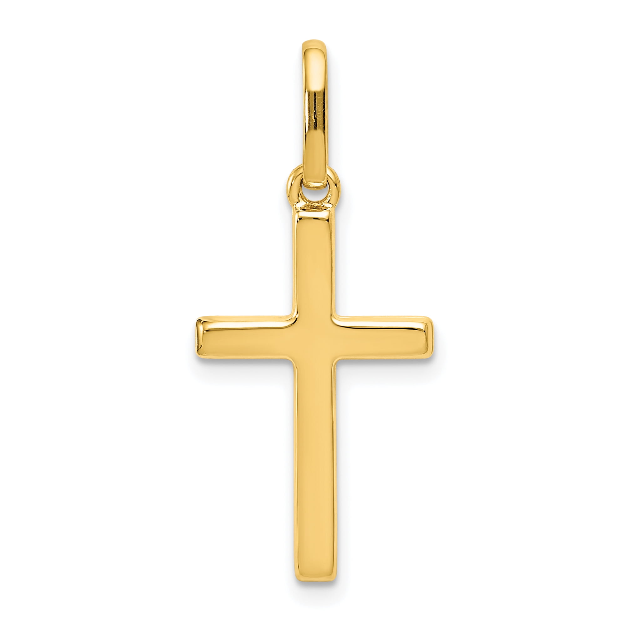 14kt Yellow Gold Cross Religious Pendant Charm Necklace Latin Fine