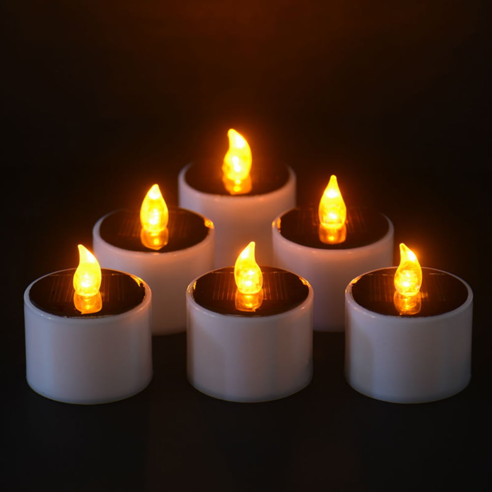 Details about   Outdoor Solar Power Candle Light Smokeless Tea Light fit Yard Wedding Party Lamp 