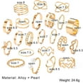 thumbnail image 3 of 22pcs Gold Knuckle Rings Set - Boho Stackable Heart Pearl Butterfly Vintage Open Adjustable Statement Rings for Women - Jewelry Gifts, 3 of 6