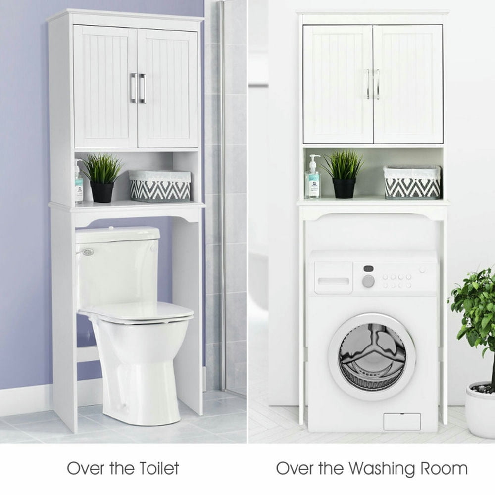 Finihen Toilet Storage Cabinet, Bathroom Cabinet Organizer, Over Toilet Space Saver Bathroom Organizer with Storage Cabinet, for Bathroom, White