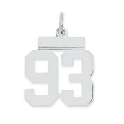 Sterling Silver Rhodium-plated Small Polished Number 93 Charm QSS93 (20mm x 8mm)