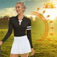 thumbnail image 2 of Women’s Colorblock Golf Polo Shirt Long Sleeve Collared V-Neck Quick Dry Tennis Top with UV Protection, 2 of 5