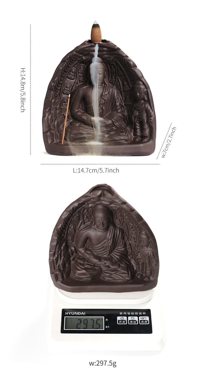 Creative Buddha Hand Incense Smoked Burner,High Mountain Flowing Water Backflow Incense Holder for Yoga Meditation Relaxation Office Gift (Waterfall)