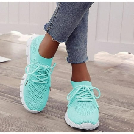 

SHYPM Walking Shoes for Women Wide Width Mesh Lace up Athletic Walking Sneakers Outdoor