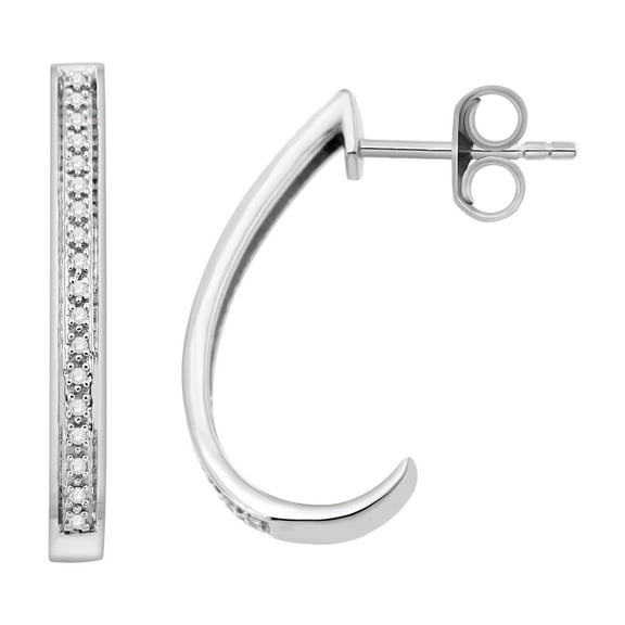 Natalia Drake 1/10 Cttw Diamond J Hoop Earrings for Women in 925 Sterling Silver