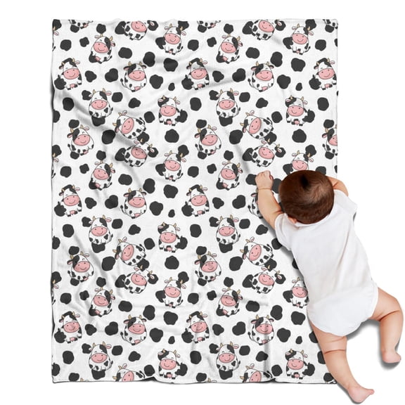 White Cow Spot Pattern Blanket,Comfortable Soft Flannel Throw Blanket,All Season,Warm Lightweight Blankets for Sofa Bed Couch Living Room Chair,30"x40"