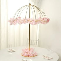 BalsaCircle Gold 42" Round Metal Umbrella Flower Stand Floral Frame Party Wedding Reception Centerpieces Event Decorations Supplies