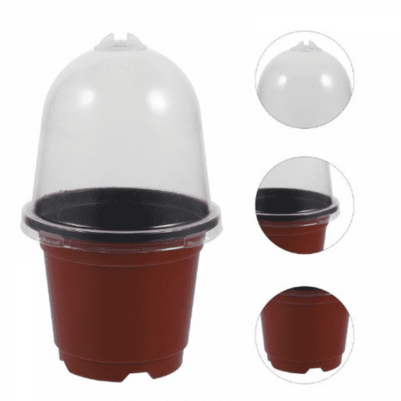 10 Set of Plant Nursery Pots with Humidity Dome Plastic Gardening Pot Planting