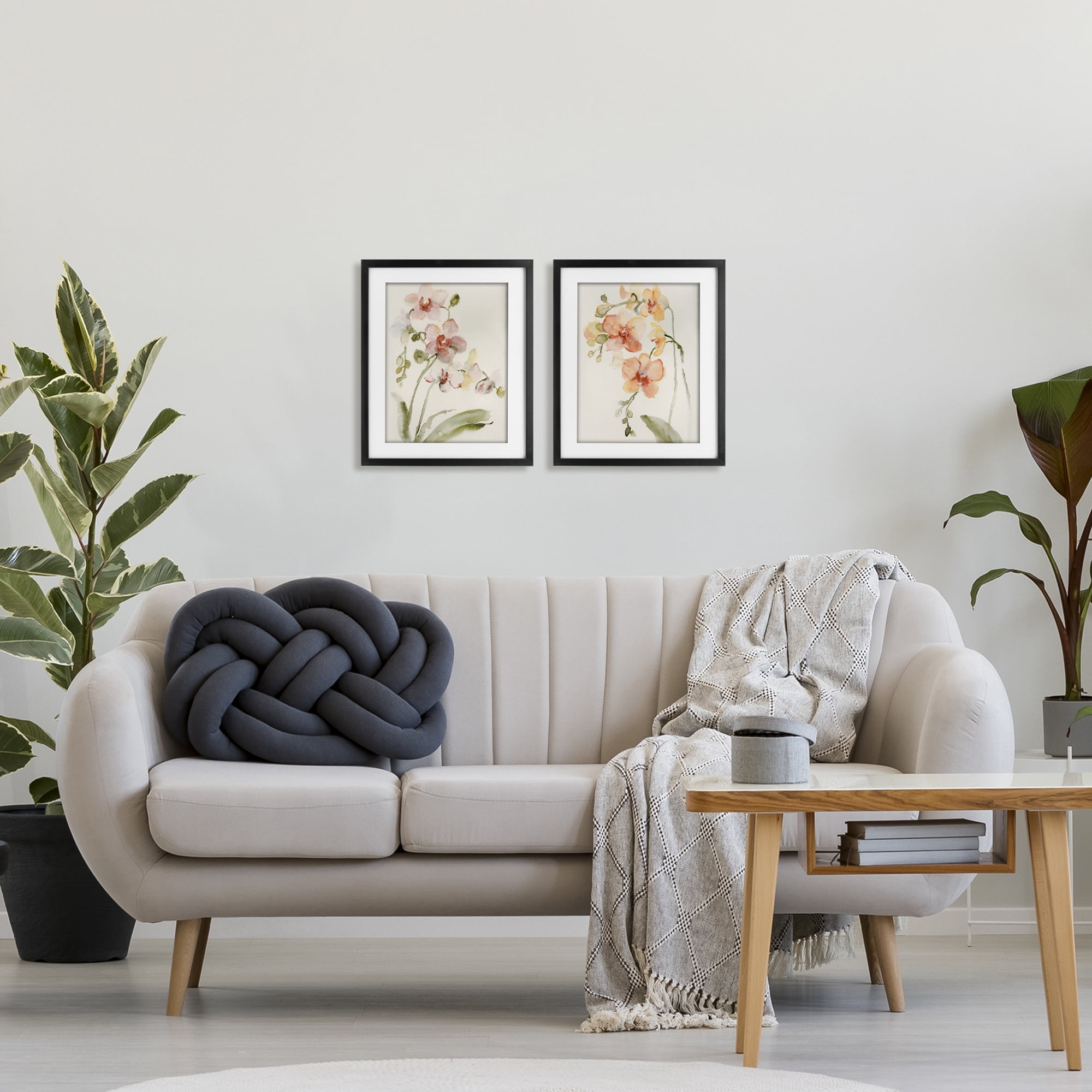 Stupell Industries Delicate Orchids in Bloom 2 Piece Black Framed Print Under Glass Set, design by Victoria Barnes