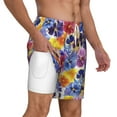 thumbnail image 3 of Balery The Garden Tricolor Pansy Flower Mens Swim Trunks Swim Shorts for Men Quick Dry Inseam Beach Shorts with Compression Liner Pocket-Medium, 3 of 9