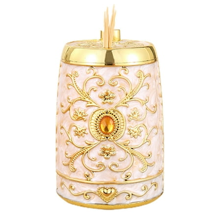 

Pengpengfang 1 Pcs Toothpick Holder Delicate Appearance Dust-proof Rose Carved Pattern Vintage Press Dispense Toothpick Canister Storage Supplies
