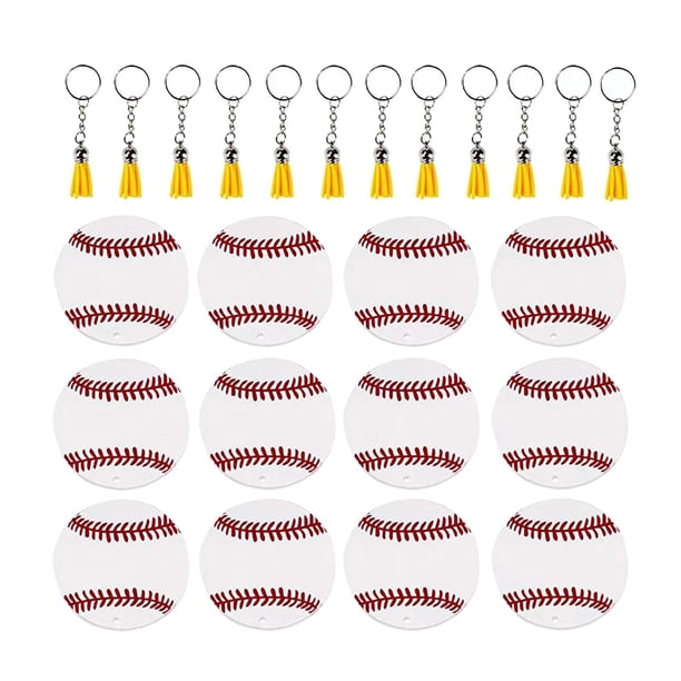 Juego de llavero de béisbol acrílico de 48 Uds., llavero, , accesorios, fabricación Blanco Zulema Llavero de béisbol