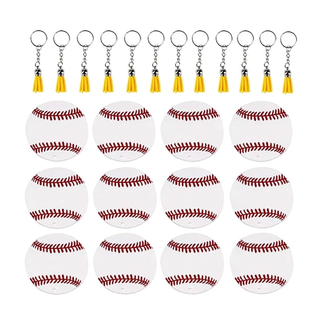 Juego de llavero de béisbol acrílico de 48 Uds., llavero, , accesorios, fabricación Blanco Zulema Llavero de béisbol