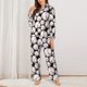 thumbnail image 2 of Fotbe Cute Baseball Conjunto de Pijama de Manga Larga para Mujer con Estampado, Ropa de Dormir de 2 Piezas, Conjunto de Casa Suave y Cómodo con Bolsillos-Medium, 2 of 7