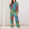 thumbnail image 2 of Lsque Ho Ho Ho Pattern Long Sleeve Pajama Set for Women - Soft 2-Piece Sleepwear and Loungewear Set with Pockets, Comfy Nightwear-XX-Large, 2 of 7