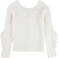 thumbnail image 1 of bar III Womens Ruffle-Sleeve Pullover Blouse, Off-White, Small, 1 of 2