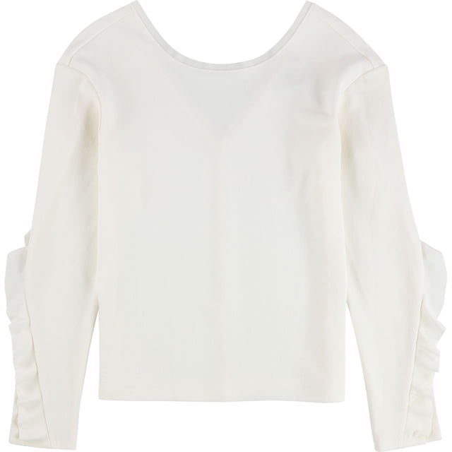 bar III Womens Ruffle-Sleeve Pullover Blouse, Off-White, Small