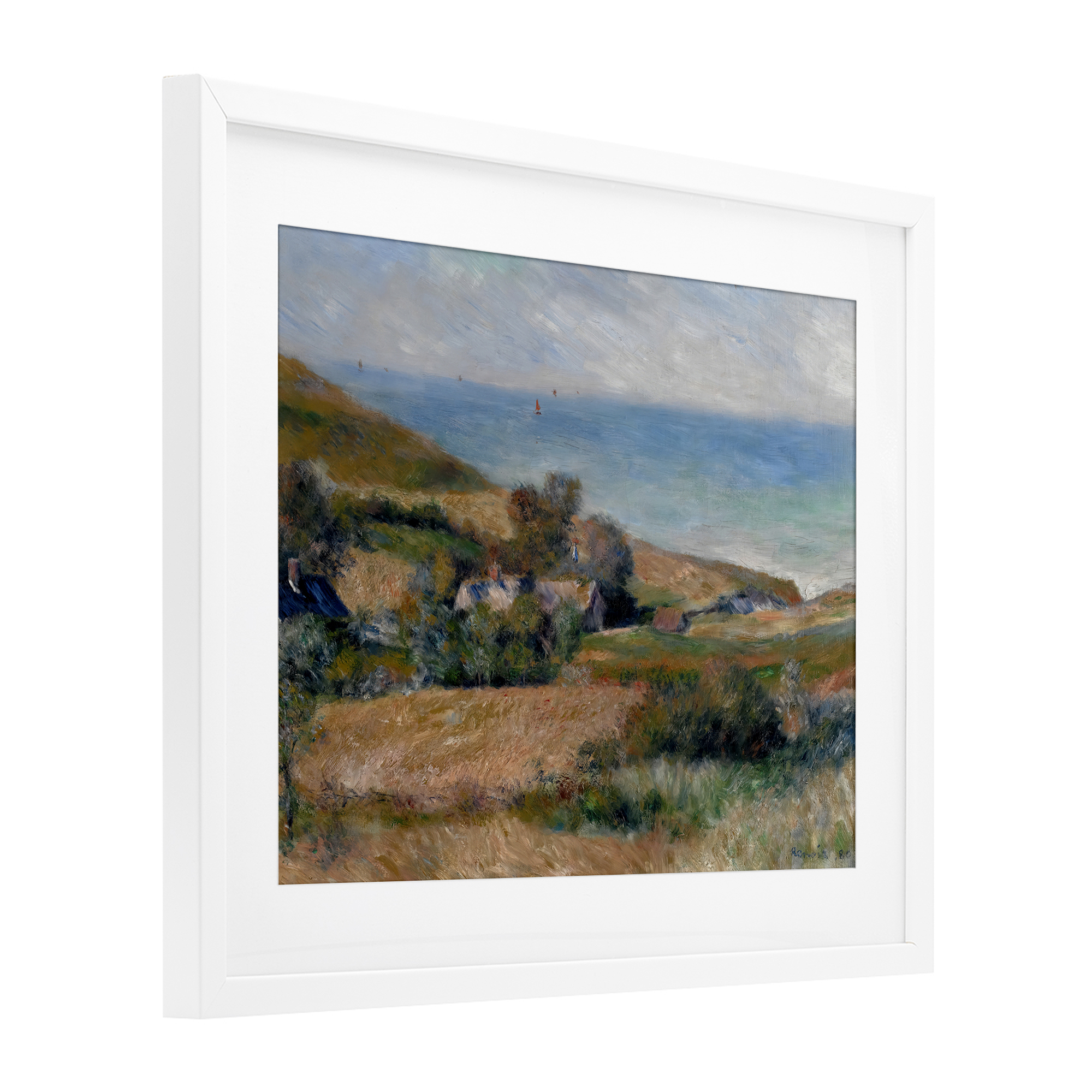 View Of The Seacoast Renoir White Framed Print Under Glass, design by Pierre-Auguste Renoir