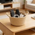thumbnail image 5 of Msgweeeg Makeup Organizer Bag Make up Bag Rope Storage Basket with Cats Ear Handles Decorative Desktop Organizer for Keys Cosmetics and Sundries, 5 of 7