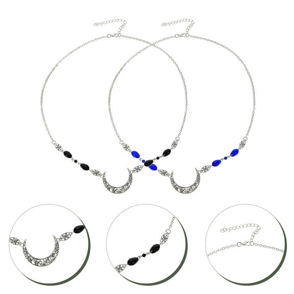 PBPBOX 2Pcs Vintage Multi Color Rhinestone Bridal Forehead Chain for Wedding Decor