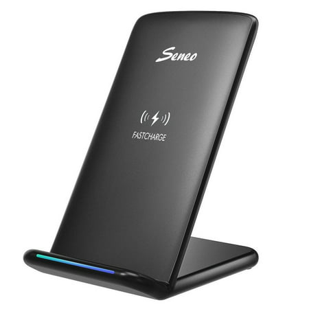Seneo Galaxy S8 Fast Wireless Charger 10W Fast Charge 2 Coils QI Wireless Charging Stand(Sleep-Friendly) for Samsung Galaxy S8 S8 Plus S7 S7 Edge Note 5 S6 Edge Plus- No AC Adapter
