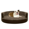 Deluxe Orthopedic Memory Foam ROUND Sofa Lounge Dog Bed Large Brown