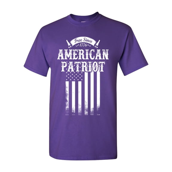 Free Since 1776 American Patriot USA Flag White Patriotic DT Adult T-Shirt Tee