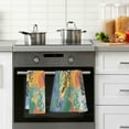 thumbnail image 4 of Yayeee 2 Pack Hand Towels for Bathroom 100% Cotton 16" x 28" Soft Absorbent Kitchen Towel, Colorful Landscape, 4 of 7
