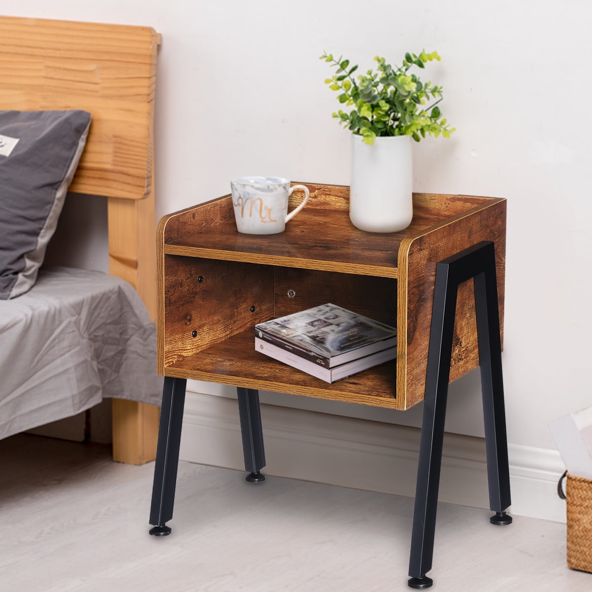 Industrial Nightstand End Table Stackable Side Table Night ...