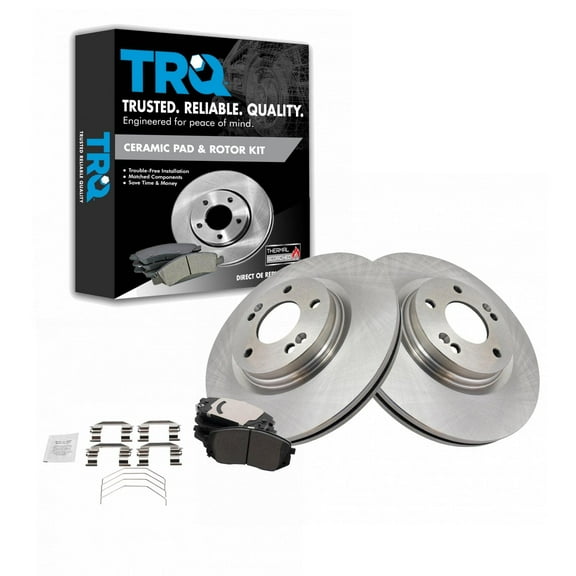 TRQ Front Brake Pad & Rotor Kit Brake Pads Brake Rotor Ceramic Fits Select 2018-2020 Hyundai Elantra GT 2018-2021 Kona 2018-2019 Sonata 2019-2021 Veloster Kia Optima 2021 Seltos 2017-2018 Soul