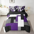 thumbnail image 2 of Manfei Black White Gray Purple Bedding Comforter Set 7-Piece, Geometric Checkered King Bedding Sets, Abstract Aesthetic Bed Sheets, Breathable Room Decor, 2 of 8