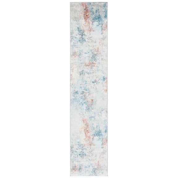 SAFAVIEH Tulum Fari Abstract Distressed Runner, Light Blue/Ivory, 2' x 11'