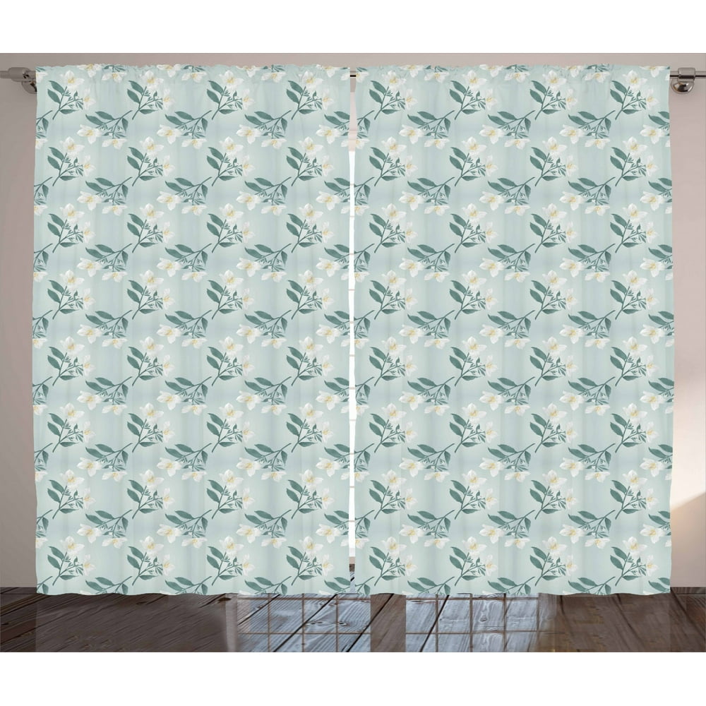 Jasmine Curtains 2 Panels Set, Spring Nature Revival Blossoming ...