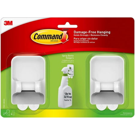 

Command Spray Bottle Hangers White Holds up to 32 fl oz. 2-Hangers 4-Strips Organize Damage-Free